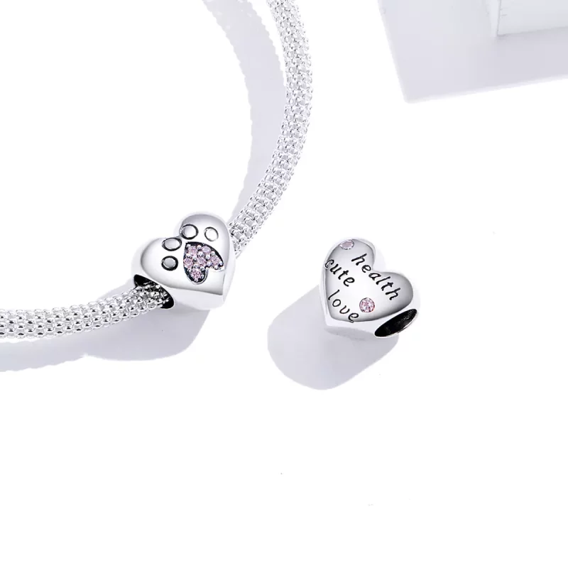 (imagen para) Charm de huellas de mascota en plata estilo Pandora - BSC209 - Ver 3