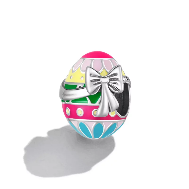 (imagen para) Charm de huevo de Pascua con lazo estilo Pandora - SCC2119 - Ver 2