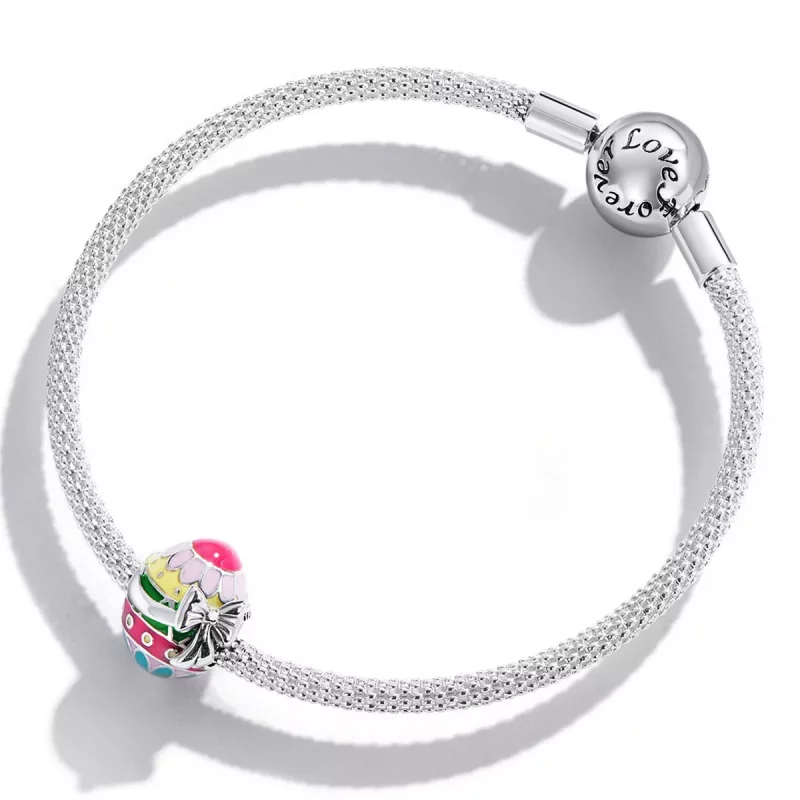 (imagen para) Charm de huevo de Pascua con lazo estilo Pandora - SCC2119 - Ver 3