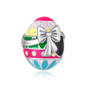 Charm de huevo de Pascua con lazo estilo Pandora - SCC2119 (imagen para) Charm de huevo de Pascua con lazo estilo Pandora - SCC2119