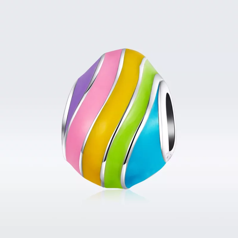 (imagen para) Charm de Huevo de Pascua en Plata Estilo Pandora - BSC223 - Ver 5