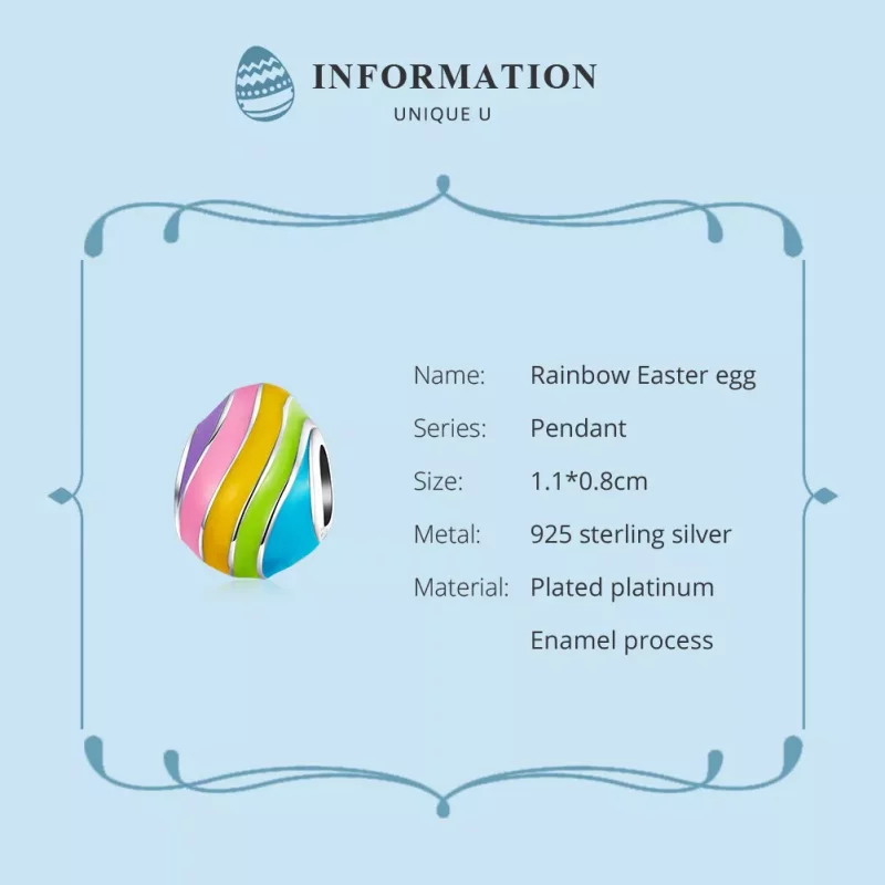(imagen para) Charm de Huevo de Pascua en Plata Estilo Pandora - BSC223 - Ver 6