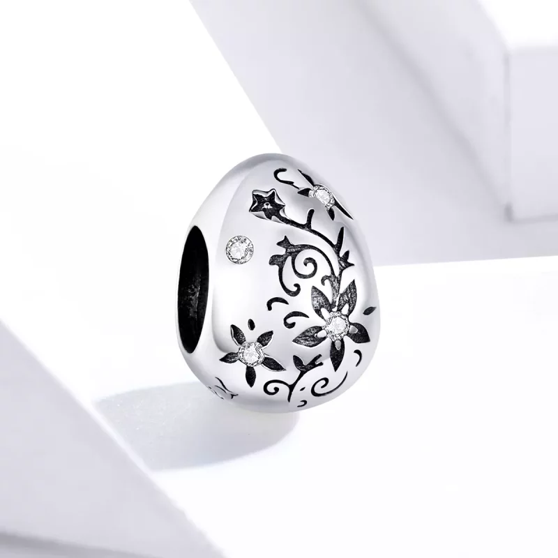 (imagen para) Charm de huevo de Pascua retro de estilo Pandora en plata - SCC1466 - Ver 2