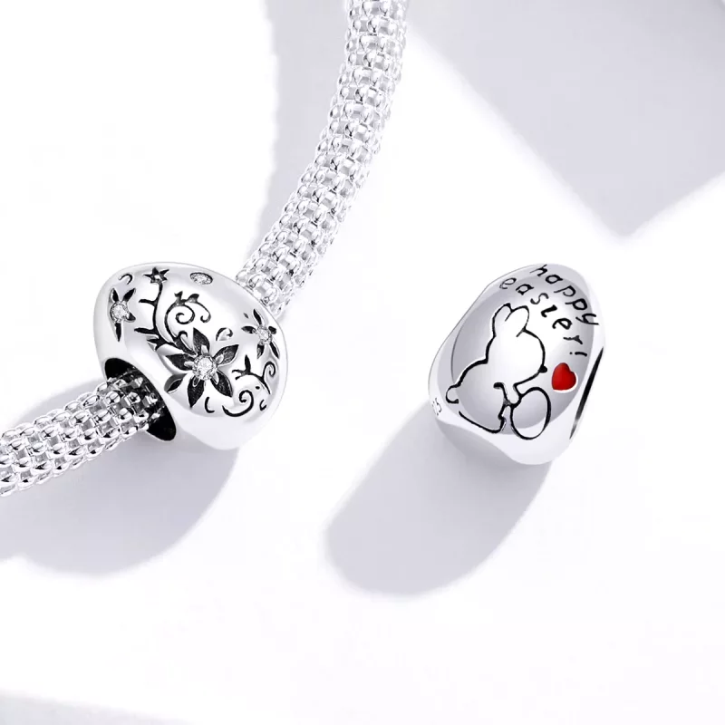 (imagen para) Charm de huevo de Pascua retro de estilo Pandora en plata - SCC1466 - Ver 3