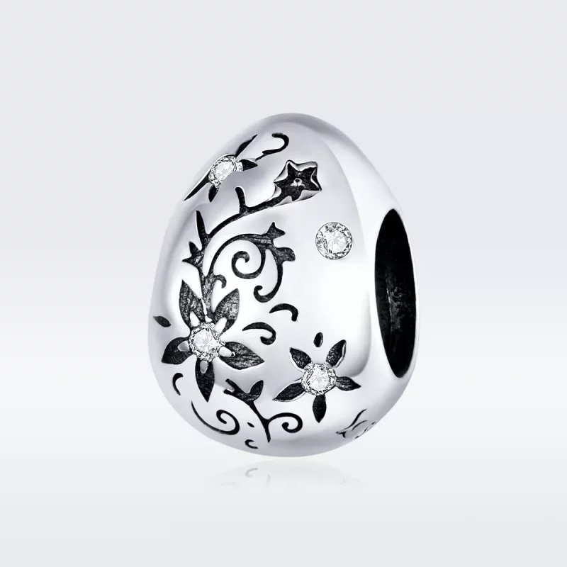 (imagen para) Charm de huevo de Pascua retro de estilo Pandora en plata - SCC1466 - Ver 5
