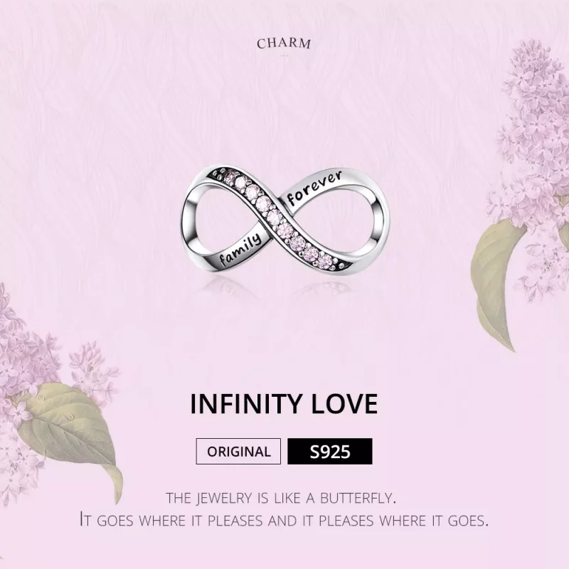(imagen para) Charm de infinito plateado estilo Pandora - SCC1146-Pk - Ver 2
