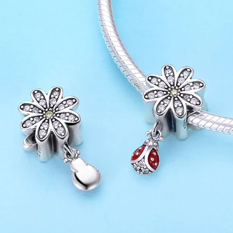 (imagen para) Charm de la historia de la mariquita de plata con estilo Pandora - SCC727 - Ver 2