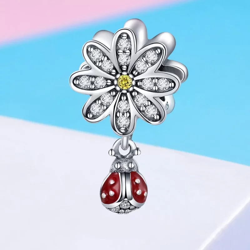 (imagen para) Charm de la historia de la mariquita de plata con estilo Pandora - SCC727 - Ver 4