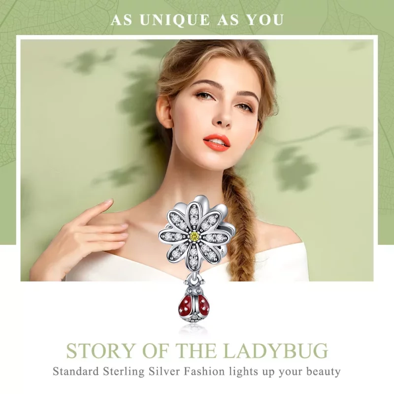 (imagen para) Charm de la historia de la mariquita de plata con estilo Pandora - SCC727 - Ver 6