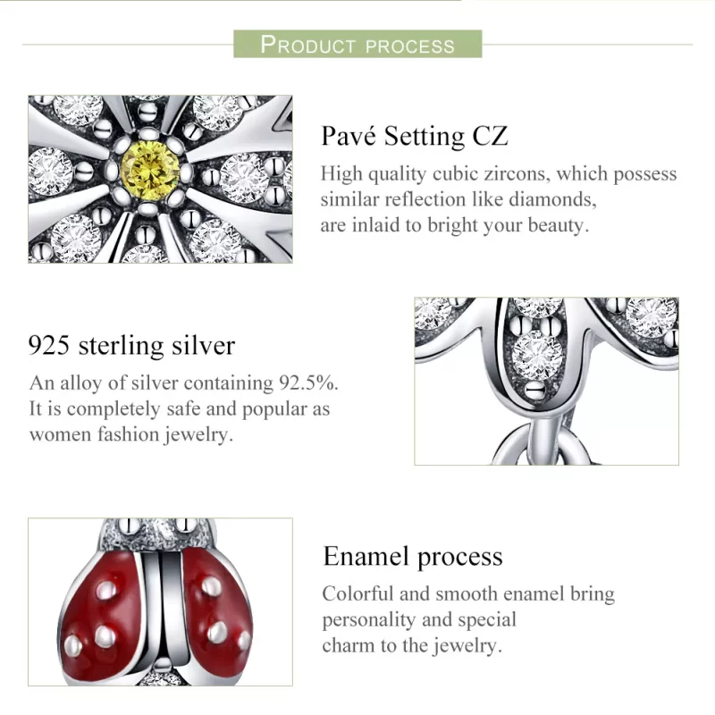 (imagen para) Charm de la historia de la mariquita de plata con estilo Pandora - SCC727 - Ver 7