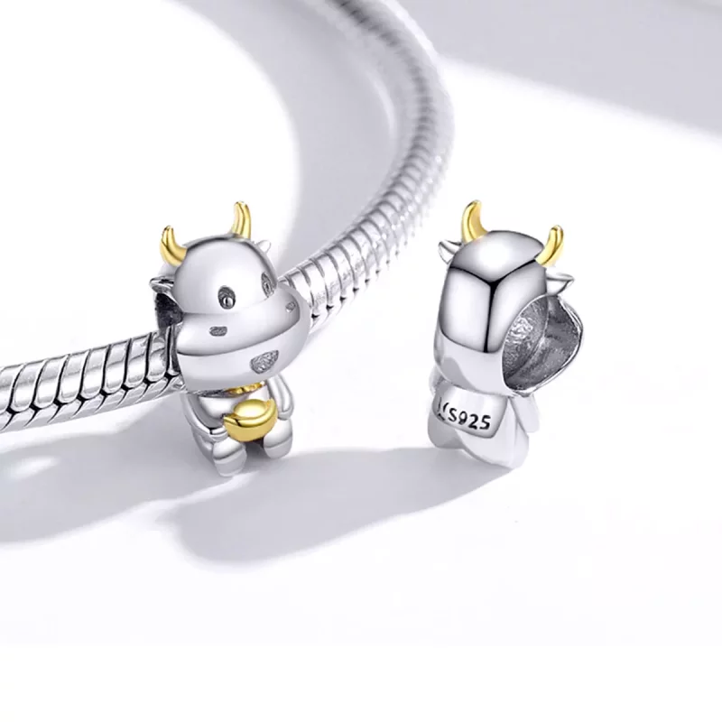 (imagen para) Charm de la suerte de vaca bicolor de estilo Pandora - SCC1709 - Ver 4