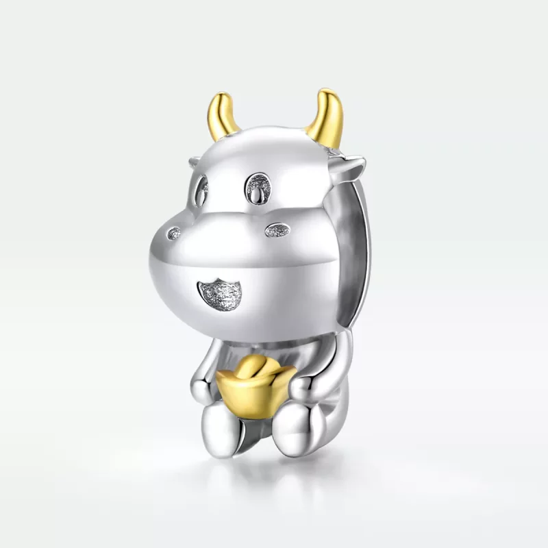 (imagen para) Charm de la suerte de vaca bicolor de estilo Pandora - SCC1709 - Ver 5