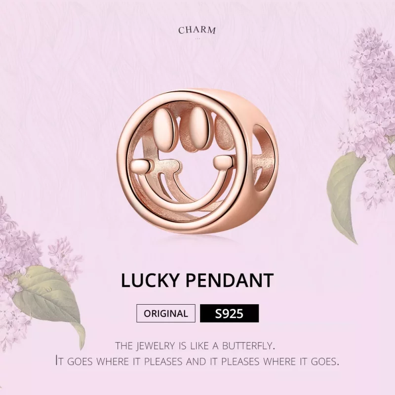 (imagen para) Charm de la suerte estilo Pandora en color oro rosa - SCC1787 - Ver 6