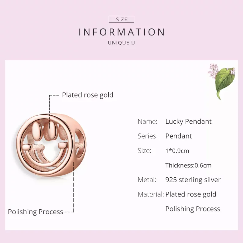 (imagen para) Charm de la suerte estilo Pandora en color oro rosa - SCC1787 - Ver 7
