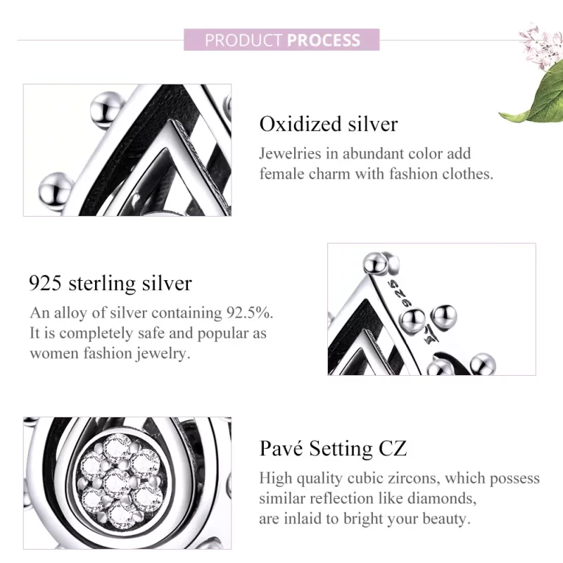 (imagen para) Charm de Lágrima de Plata al estilo Pandora - SCC1723 - Ver 8