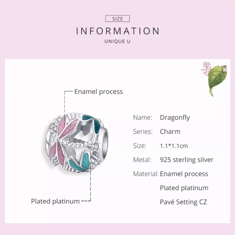 (imagen para) Charm de Libélula de Plata Estilo Pandora - BSC198 - Ver 7