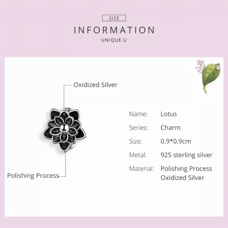 (imagen para) Charm de Loto de Plata de Estilo Pandora - SCC1196 - Ver 3