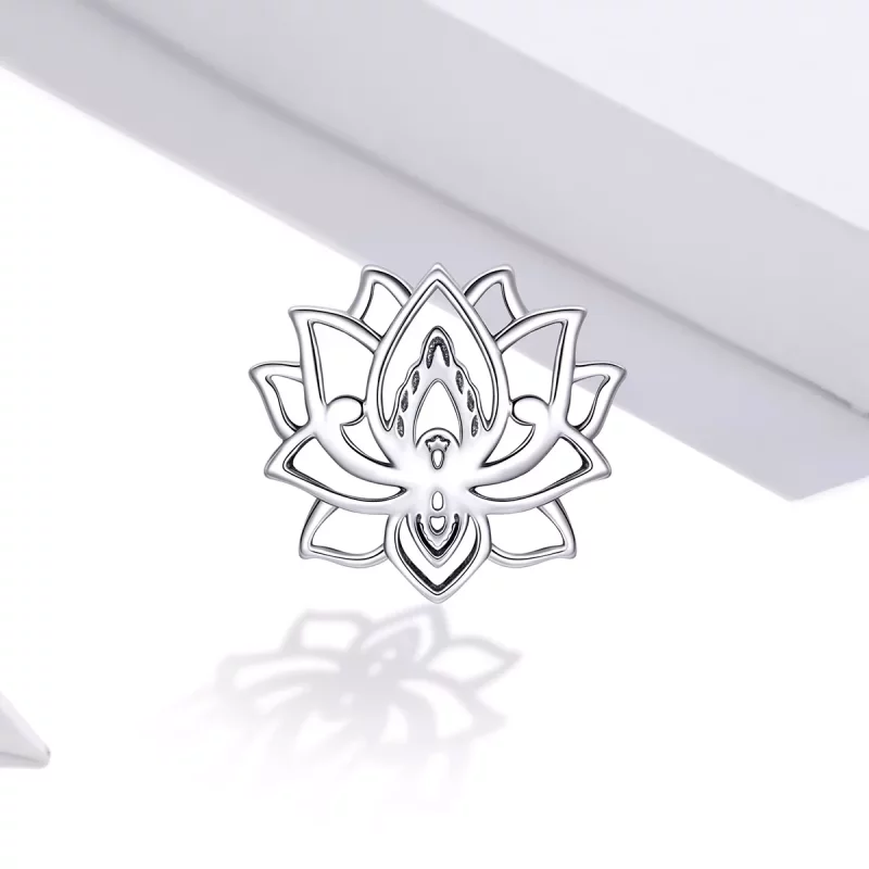 (imagen para) Charm de Loto en Flor de Estilo Pandora de Plata - SCC1724 - Ver 2