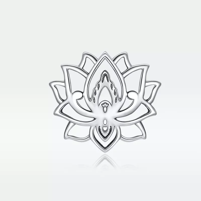 (imagen para) Charm de Loto en Flor de Estilo Pandora de Plata - SCC1724 - Ver 5