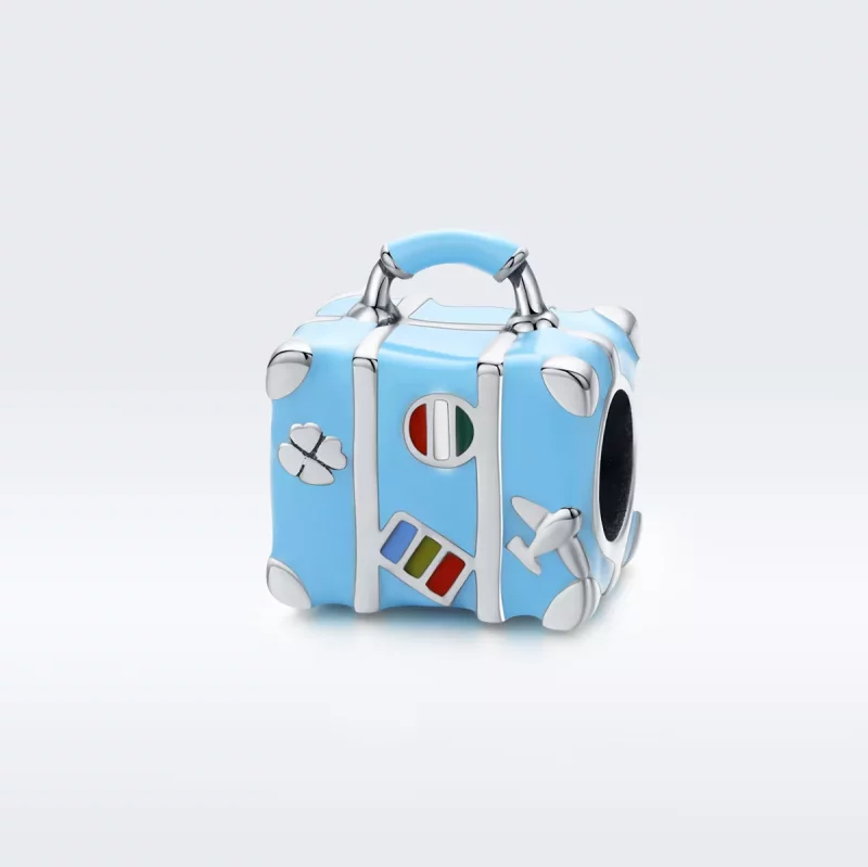 (imagen para) Charm de maleta plateada estilo Pandora - SCC1377 - Ver 5