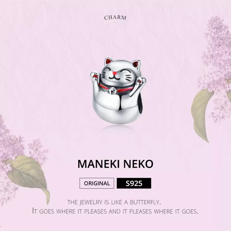 (imagen para) Charm de Maneki Neko estilo Pandora en plata - SCC1178 - Ver 2