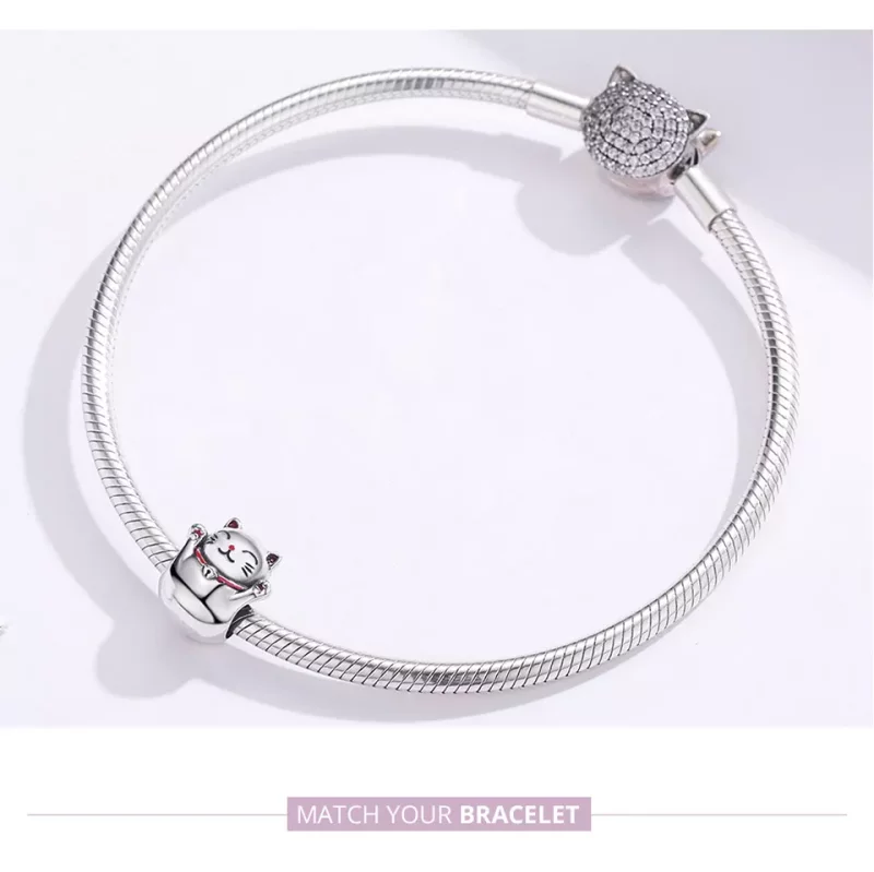 (imagen para) Charm de Maneki Neko estilo Pandora en plata - SCC1178 - Ver 6