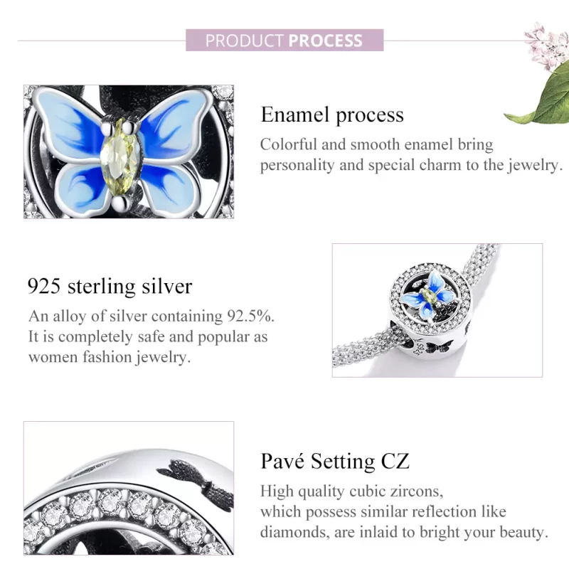 (imagen para) Charm de mariposa colorida estilo Pandora - SCC1682 - Ver 8