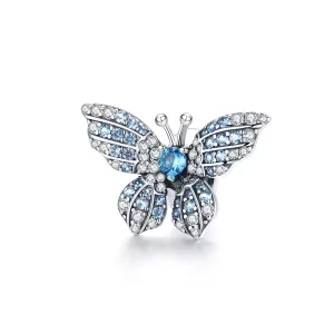 (imagen para) Charm de Mariposa con Brillo Plateado al Estilo Pandora - BSC061