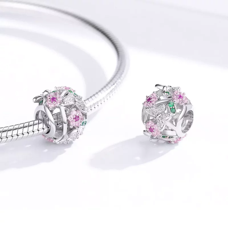 (imagen para) Charm de mariposa danzante de estilo Pandora en plata - BSC116 - Ver 4