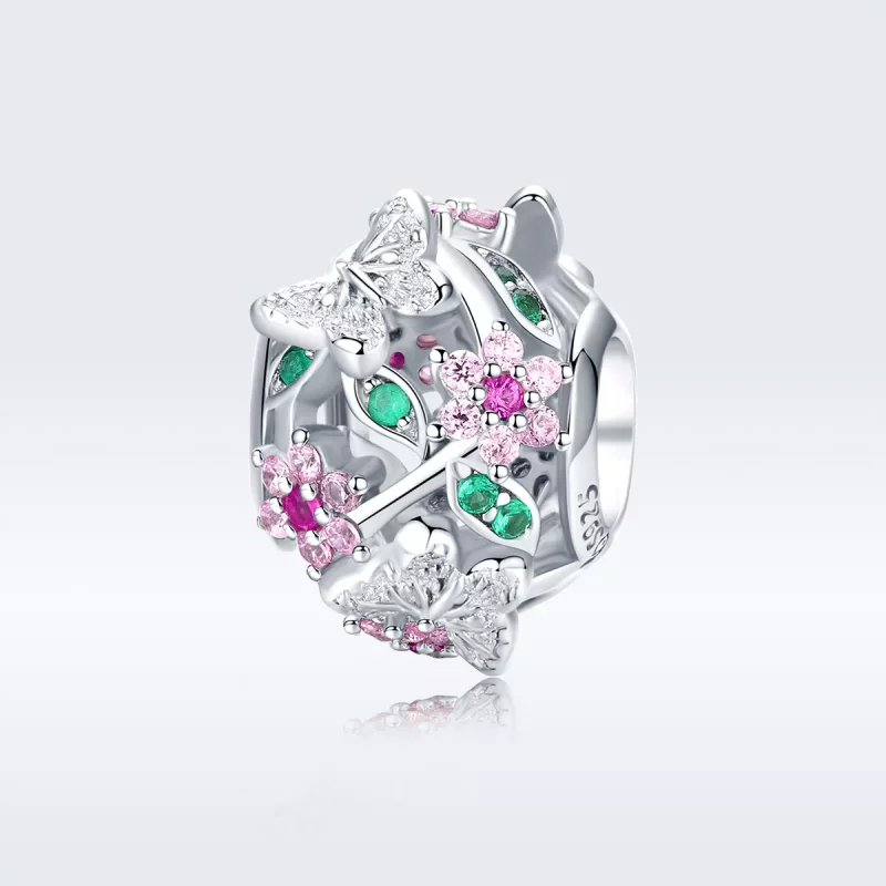 (imagen para) Charm de mariposa danzante de estilo Pandora en plata - BSC116