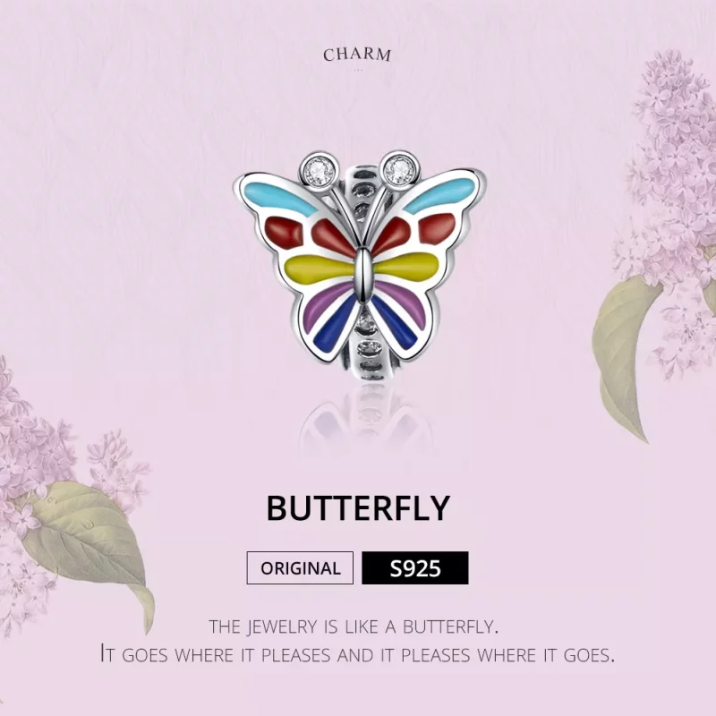 (imagen para) Charm de mariposa de plata de estilo Pandora - SCC1195 - Ver 2