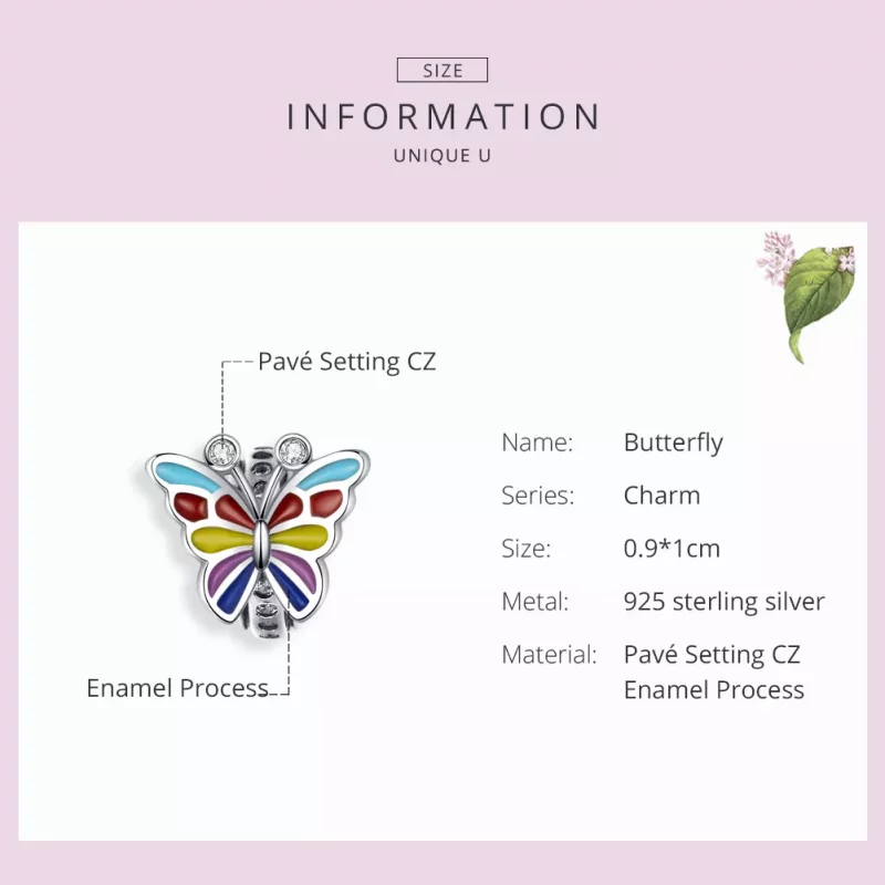 (imagen para) Charm de mariposa de plata de estilo Pandora - SCC1195 - Ver 3