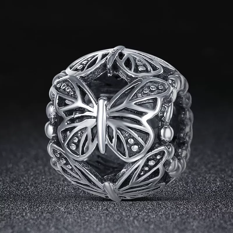 (imagen para) Charm de Mariposa Vintage de Plata al Estilo Pandora - SCC491 - Ver 2