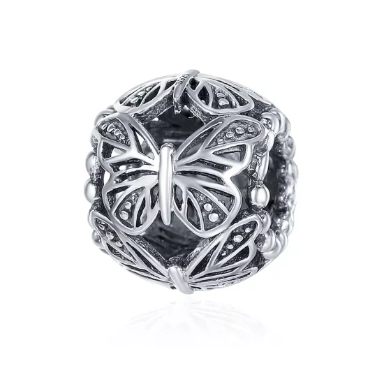 (imagen para) Charm de Mariposa Vintage de Plata al Estilo Pandora - SCC491