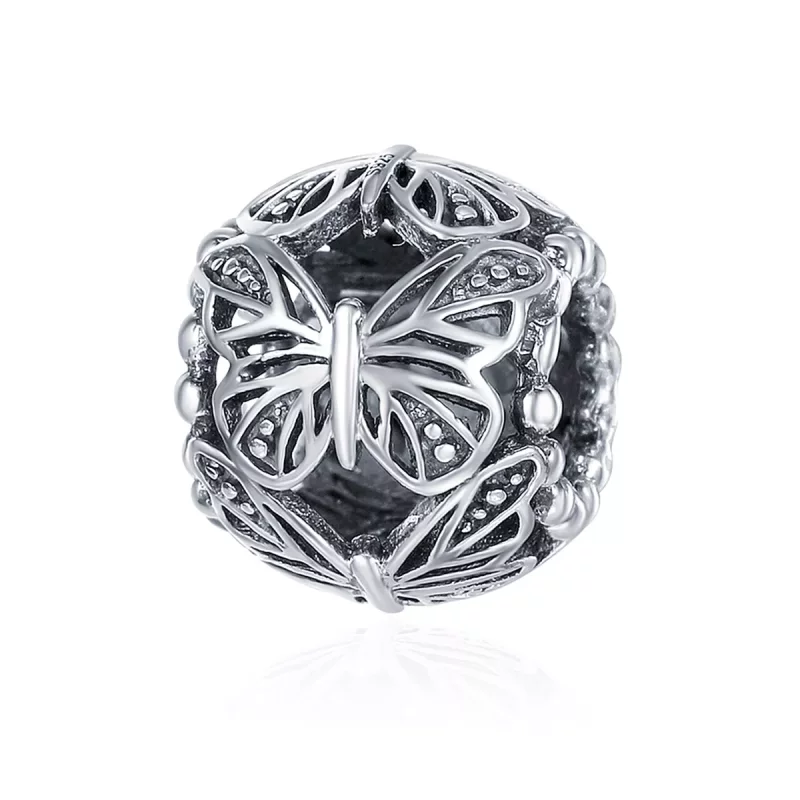 (imagen para) Charm de Mariposa Vintage de Plata al Estilo Pandora - SCC491