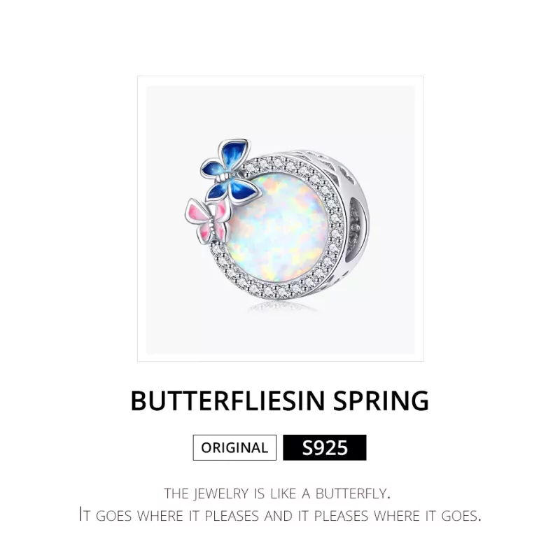 (imagen para) Charm de Mariposas de Plata al Estilo Pandora en Primavera - SCC1730 - Ver 6