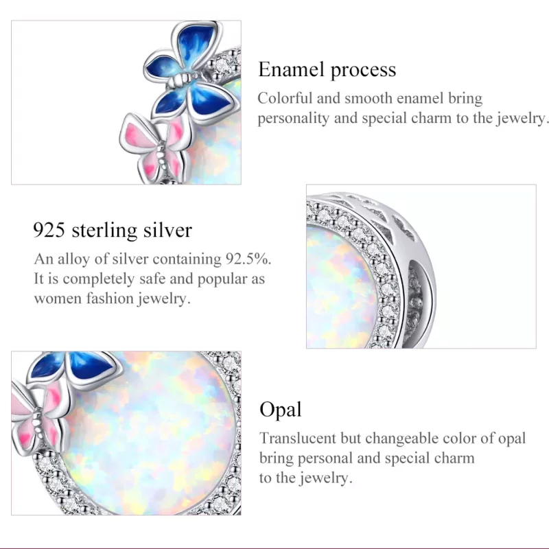 (imagen para) Charm de Mariposas de Plata al Estilo Pandora en Primavera - SCC1730 - Ver 7
