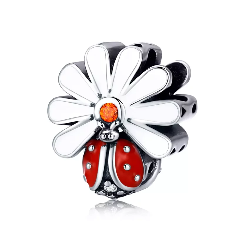 (imagen para) Charm de Mariquita de Plata al Estilo Pandora - SCC1276