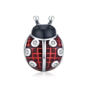 (imagen para) Charm de mariquita plateada estilo Pandora - SCC1481