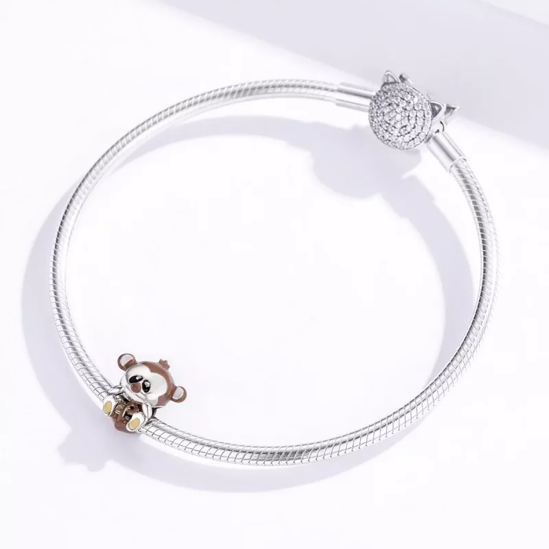 (imagen para) Charm de Mono de Plata Estilo Pandora - BSC125 - Ver 3
