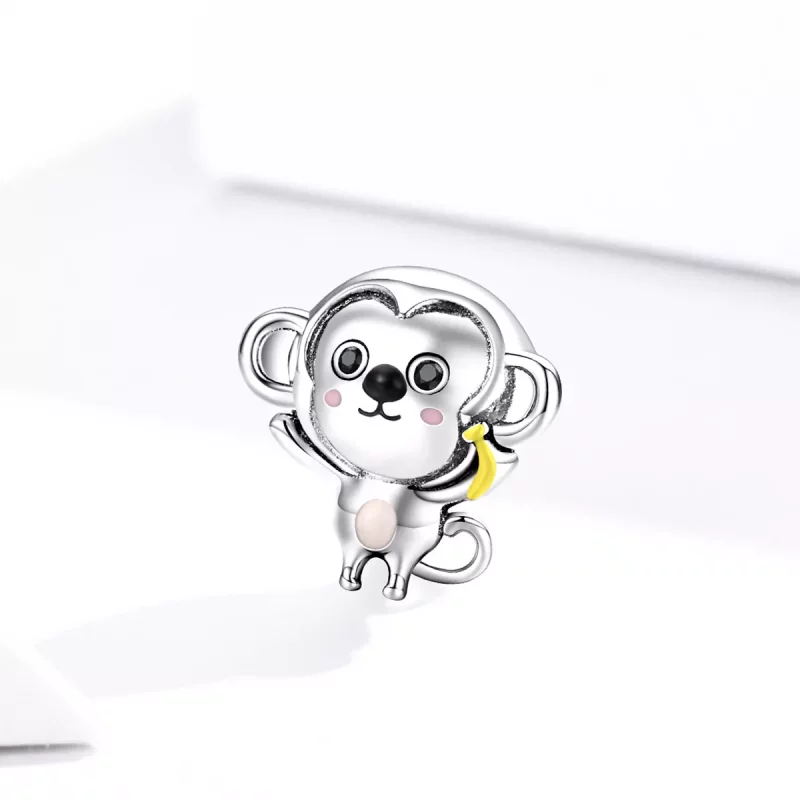 (imagen para) Charm de Mono Pequeño en Plata Estilo Pandora - SCC1575 - Ver 2