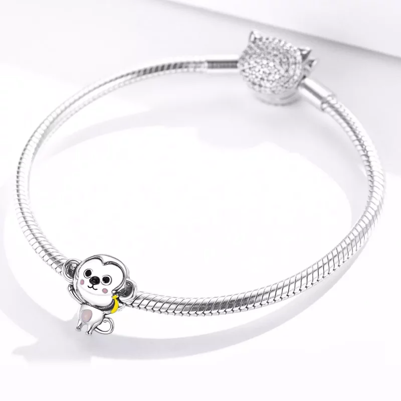 (imagen para) Charm de Mono Pequeño en Plata Estilo Pandora - SCC1575 - Ver 3