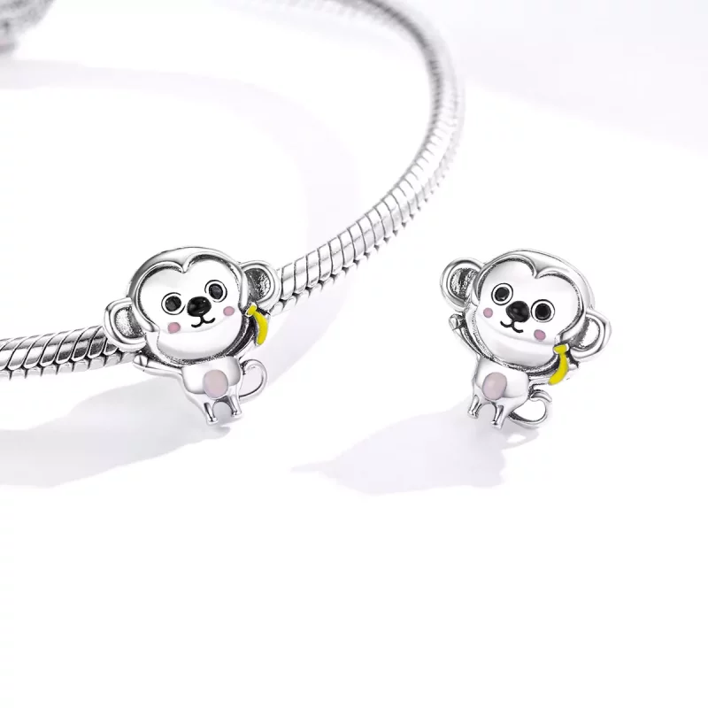 (imagen para) Charm de Mono Pequeño en Plata Estilo Pandora - SCC1575 - Ver 4