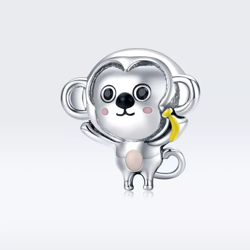 (imagen para) Charm de Mono Pequeño en Plata Estilo Pandora - SCC1575 - Ver 5