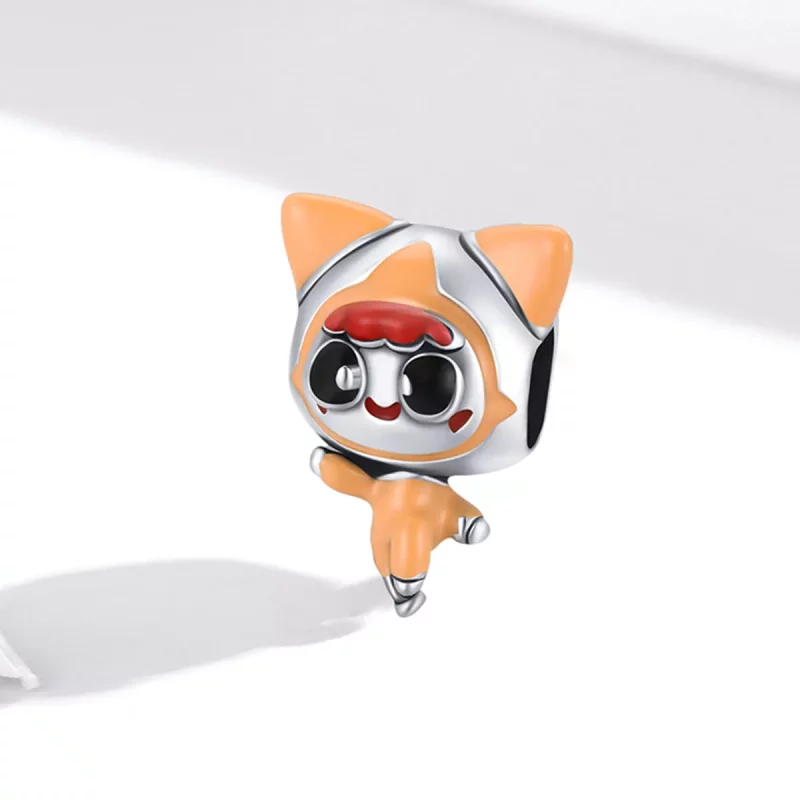 (imagen para) Charm de muñeca estilo Pandora con gato espacial - SCC1941 - Ver 2