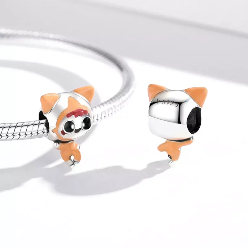 (imagen para) Charm de muñeca estilo Pandora con gato espacial - SCC1941 - Ver 3