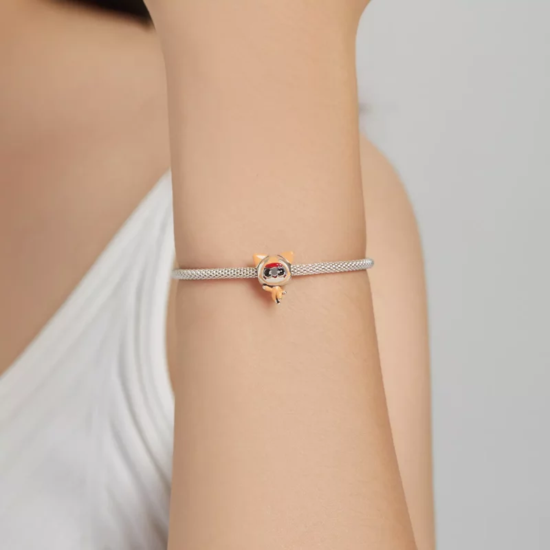 (imagen para) Charm de muñeca estilo Pandora con gato espacial - SCC1941 - Ver 5