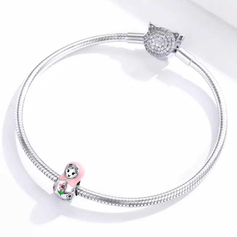 (imagen para) Charm de muñecas rusas de estilo Pandora en plata - SCC1435 - Ver 3