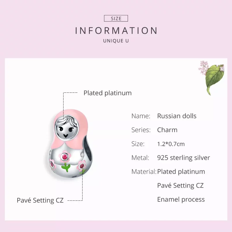 (imagen para) Charm de muñecas rusas de estilo Pandora en plata - SCC1435 - Ver 7
