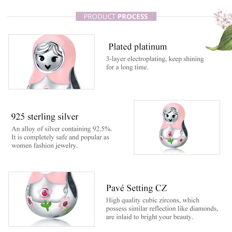 (imagen para) Charm de muñecas rusas de estilo Pandora en plata - SCC1435 - Ver 8